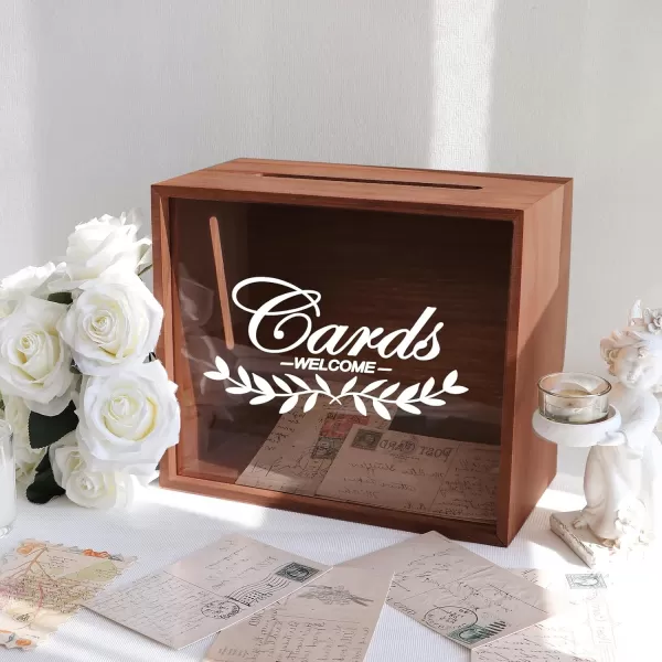 imageOurWarm Wooden Wedding Card Box for Reception Money Gift Card Box for Wedding Card Storage Box Wedding Decorations for Reception Party Birthday Wedding Gifts