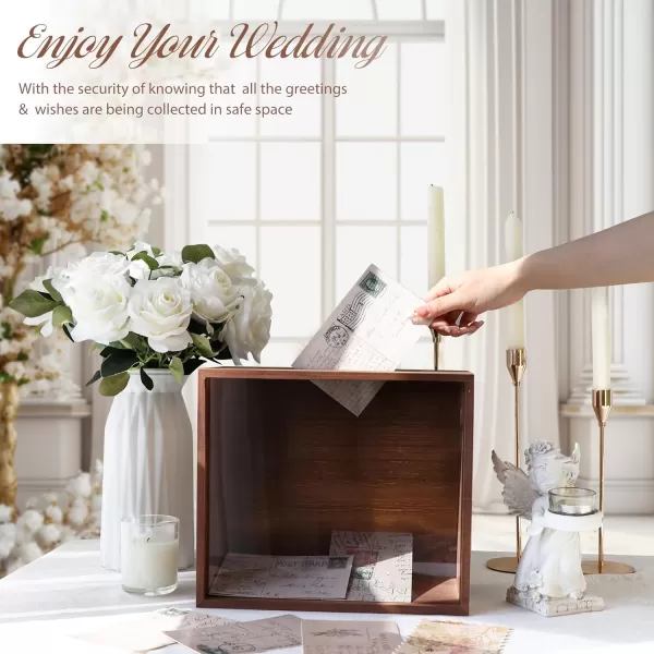 imageOurWarm Wooden Wedding Card Box for Reception Money Gift Card Box for Wedding Card Storage Box Wedding Decorations for Reception Party Birthday Wedding Gifts