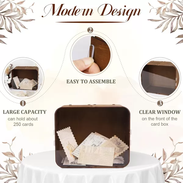 imageOurWarm Wooden Wedding Card Box for Reception Rustic Gift Card Box for Wedding with Acrylic Window Large Wedding Envelope Money Card Box for Party Graduation Birthday Baby Shower Decorations