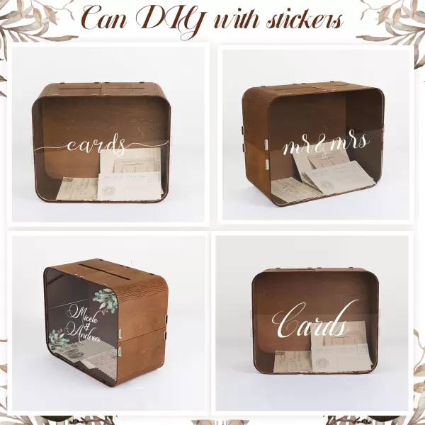 imageOurWarm Wooden Wedding Card Box for Reception Rustic Gift Card Box for Wedding with Acrylic Window Large Wedding Envelope Money Card Box for Party Graduation Birthday Baby Shower Decorations