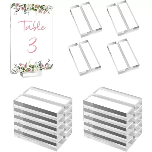 imageOurWarm 20 Pack Acrylic Sign Holders with Slot Clear Acrylic Stands for Display 35 cm Place Card Holders Perfect for Wedding Table Number Exhibition Office Restaurant Business20 pcs Base