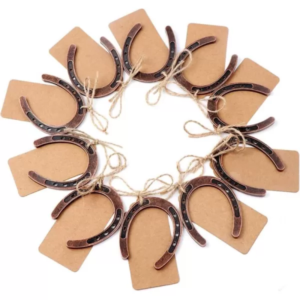 imageOurWarm 20pcs Good Lucky Horse Shoes with Candy Boxes Kraft Tag Metal Mini Craft Horseshoes Decorations for Rustic Vintage Wedding Party Decor Western Party Decorations10 Count Pack of 1