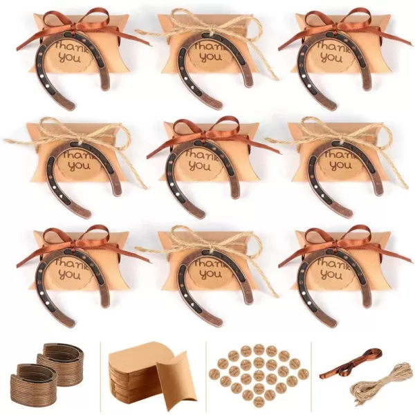 imageOurWarm 20pcs Good Lucky Horse Shoes with Candy Boxes Kraft Tag Metal Mini Craft Horseshoes Decorations for Rustic Vintage Wedding Party Decor Western Party Decorations1 Count Pack of 20