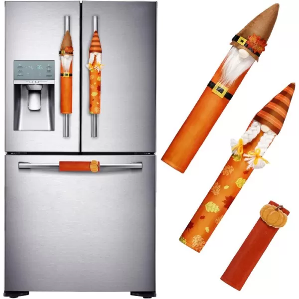 imageOurWarm Fall Refrigerator Handle Covers Set of 3 Fall Kitchen Decor Gnomes Fridge Handle Covers Appliance Handle Covers for Microwave Oven Fall Thanksgiving Decorations3 pcs Fall