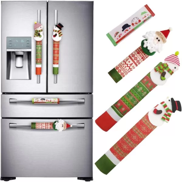 imageOurWarm Fall Refrigerator Handle Covers Set of 3 Fall Kitchen Decor Gnomes Fridge Handle Covers Appliance Handle Covers for Microwave Oven Fall Thanksgiving Decorations4pcs Snowman Couple