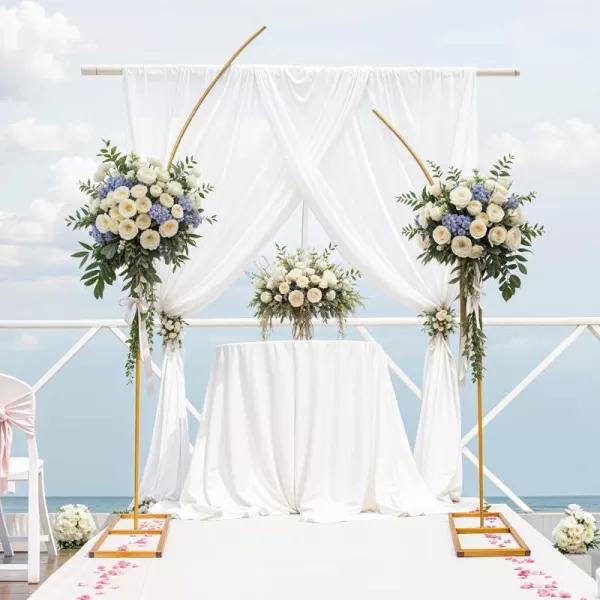 imageOurWarm Floral Arch Stand for Wedding 82FT65FT Half Gold Wedding Flower Arch Backdrop Stand for Wedding Anniversary Bridal Shower Ceremony Background Stand Party Decor