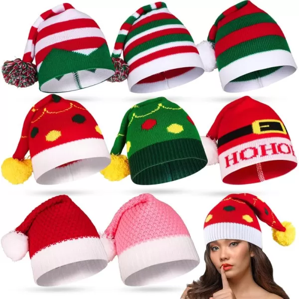 imageOurWarm Funny Christmas Hats Adults and Kids Elf Hats for Adults Christmas Knit Beanie Holiday Hat for Women38 PcsColorful