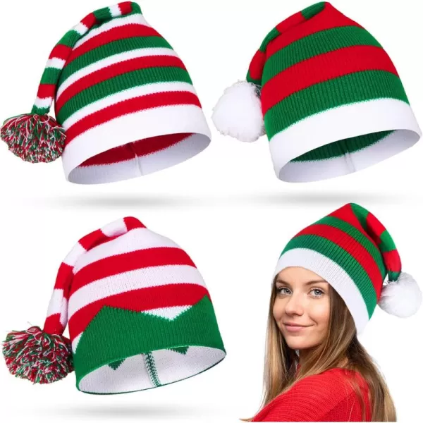 imageOurWarm Funny Christmas Hats Adults and Kids Elf Hats for Adults Christmas Knit Beanie Holiday Hat for Women38 PcsColourful