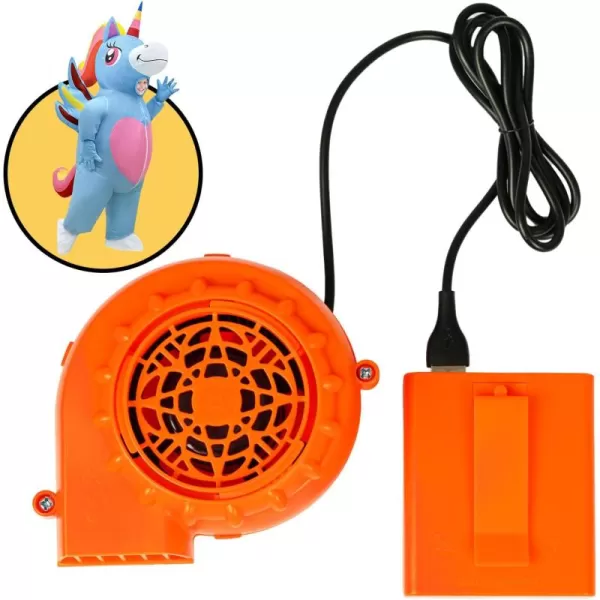 imageOurWarm Inflatable Costume Fan Replacement Upgrade Mini Blower Fan for Inflatable Dinosaur Unicorn Shark Costume Halloween Cosplay Party Supplies Blow Up Costumes Orange