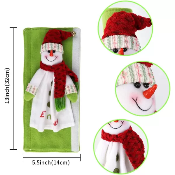 imageOurWarm Christmas Refrigerator Handle Covers Set of 8 Christmas Kitchen Decor Snowman Fridge Door Handle Cover Appliance Handle Covers for Christmas Decorations4 Pieces