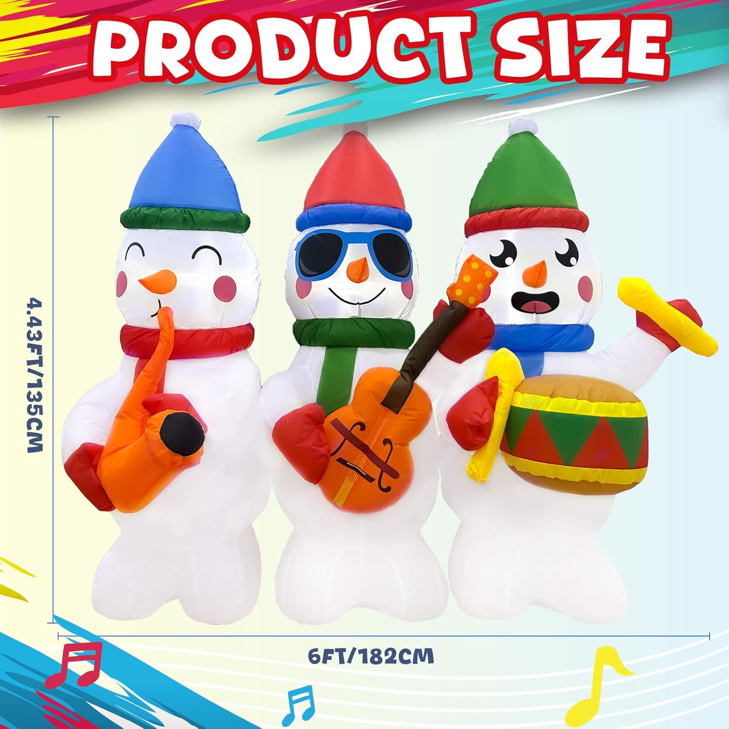 imageOurWarm 6FT Christmas Inflatables Outdoor Decorations Inflatable Baseball Snowman Blow Up Yard Decorations with Colorful LED Lights for Indoor Outdoor Christmas Decorations Yard Lawn Garden DecorSnowman playing music