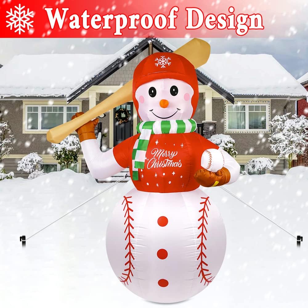 imageOurWarm 6FT Christmas Inflatables Outdoor Decorations Inflatable Baseball Snowman Blow Up Yard Decorations with Colorful LED Lights for Indoor Outdoor Christmas Decorations Yard Lawn Garden DecorBaseball Snowman