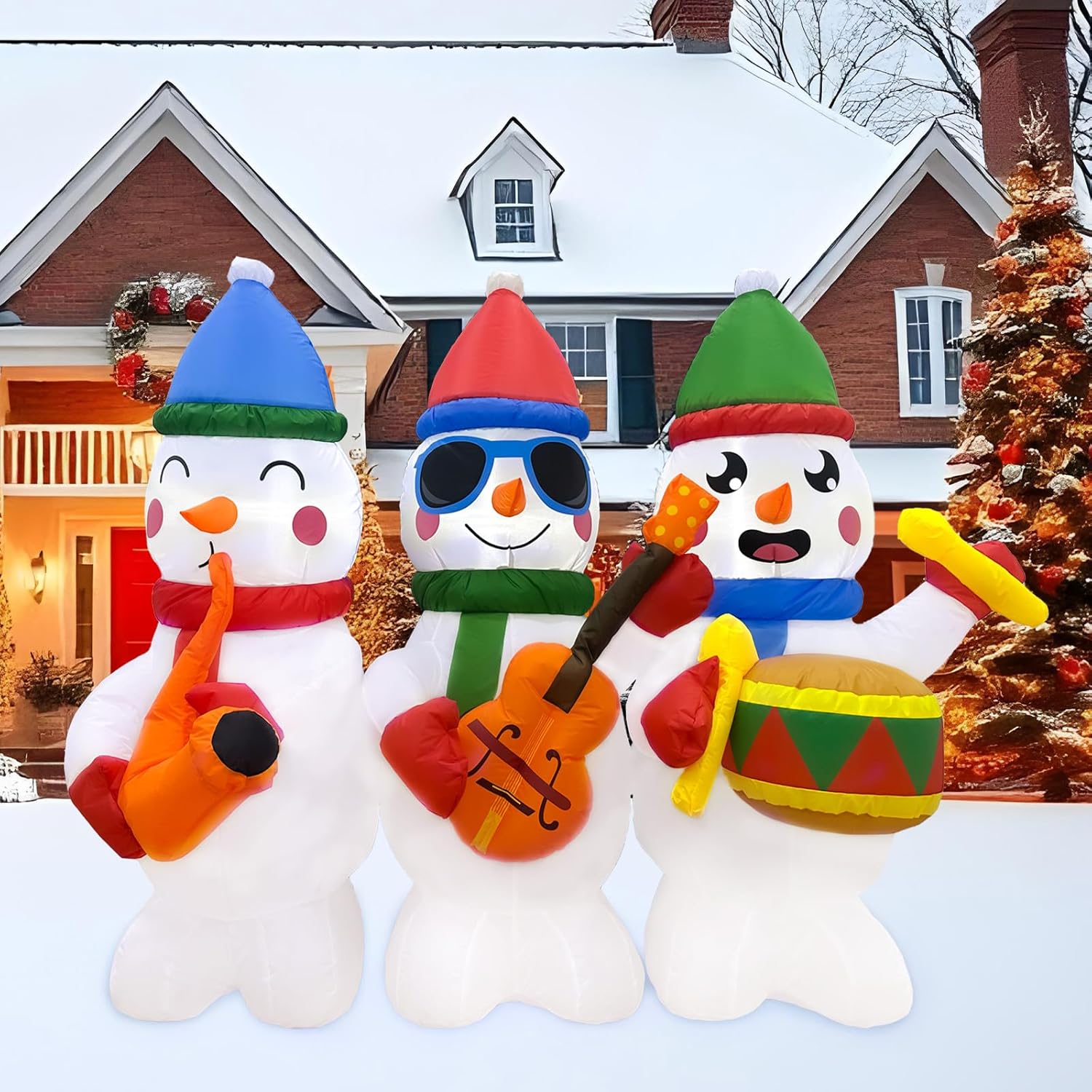imageOurWarm 6FT Christmas Inflatables Outdoor Decorations Inflatable Baseball Snowman Blow Up Yard Decorations with Colorful LED Lights for Indoor Outdoor Christmas Decorations Yard Lawn Garden DecorSnowman playing music