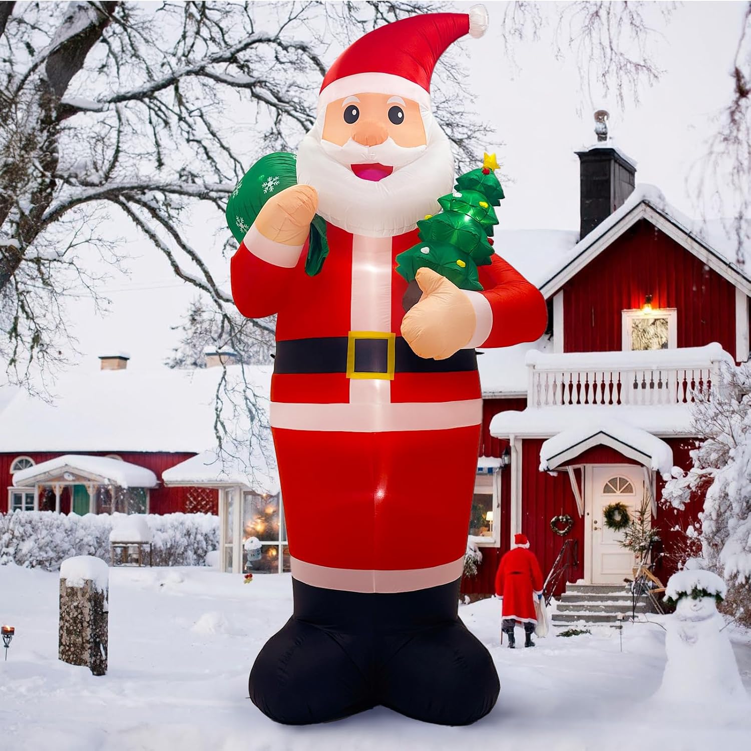 imageOurWarm 6ft Christmas Inflatables Outdoor Decorations Snowman with Penguins Blow Up Snowman Penguins Inflatable with Color Rotating LED Lights for Christmas Indoor Outdoor Yard Garden Decorations14FT Inflatable Santa Claus