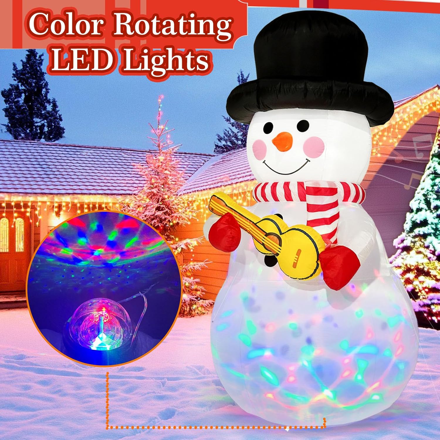 imageOurWarm 6ft Christmas Inflatables Outdoor Decorations Snowman with Penguins Blow Up Snowman Penguins Inflatable with Color Rotating LED Lights for Christmas Indoor Outdoor Yard Garden Decorations8FT Snowman inflatable