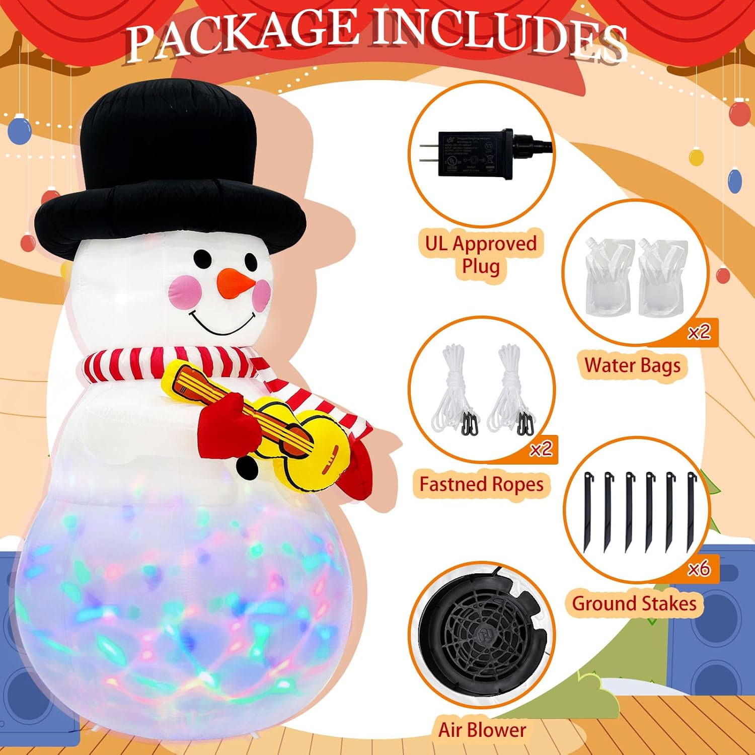 imageOurWarm 6ft Christmas Inflatables Outdoor Decorations Snowman with Penguins Blow Up Snowman Penguins Inflatable with Color Rotating LED Lights for Christmas Indoor Outdoor Yard Garden Decorations8FT Snowman inflatable