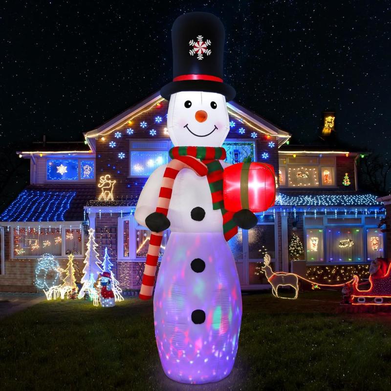 imageOurWarm 10 FT Christmas Inflatable Outdoor Decorations Giant Christmas Snowman Blow Up Yard Decorations with Builtin Rotating LED Lights for Holiday Party Lawn Yard Garden Outdoor Xmas DecorationsStanding Snowman