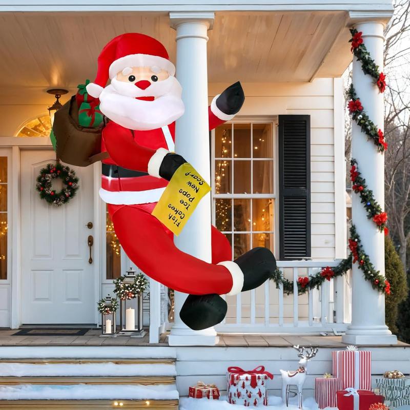 imageOurWarm 10 FT Christmas Inflatable Outdoor Decorations Giant Christmas Snowman Blow Up Yard Decorations with Builtin Rotating LED Lights for Holiday Party Lawn Yard Garden Outdoor Xmas DecorationsClimbing Santa Claus
