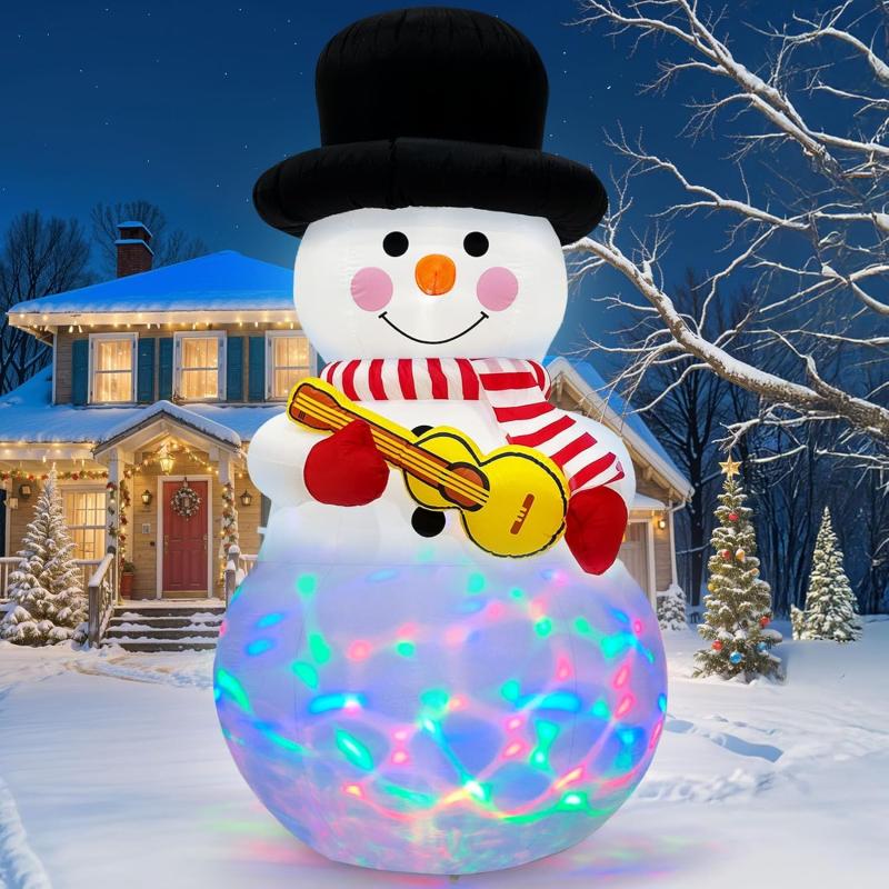 imageOurWarm 6ft Christmas Inflatables Outdoor Decorations Snowman with Penguins Blow Up Snowman Penguins Inflatable with Color Rotating LED Lights for Christmas Indoor Outdoor Yard Garden Decorations8FT Snowman inflatable