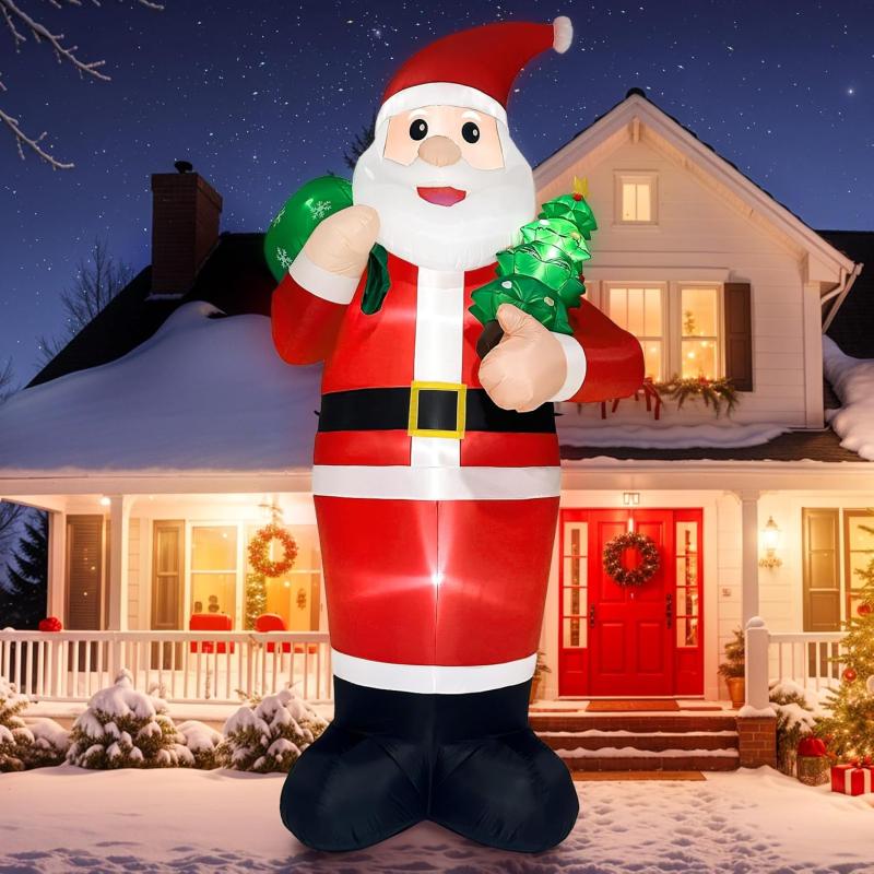 imageOurWarm 6ft Christmas Inflatables Outdoor Decorations Snowman with Penguins Blow Up Snowman Penguins Inflatable with Color Rotating LED Lights for Christmas Indoor Outdoor Yard Garden Decorations14FT Inflatable Santa Claus