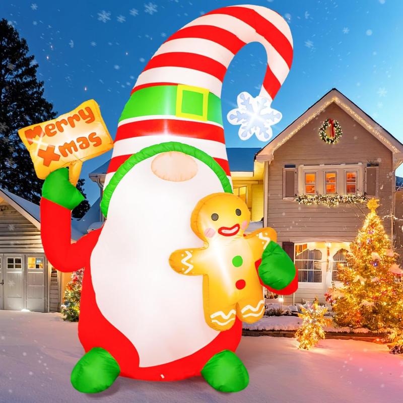 imageOurWarm 8 FT Christmas Inflatables Gnome Christmas Decorations Christmas Blow Ups Buildin LED Light Christmas Yard Decorations Inflatable Santa Claus Outdoor for Christmas Party Garden Lawn Decor