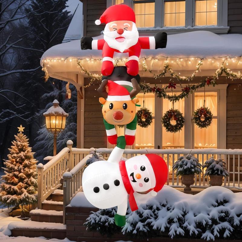 imageOurWarm 8FT Hanging Christmas Inflatables Decorations Christmas Blow Ups Outdoor Climbing Santa Claus with Falling Reindeer ampamp Snowman Xmas Decor for Beam Roof Christmas Tree Indoor Home Xmas Party