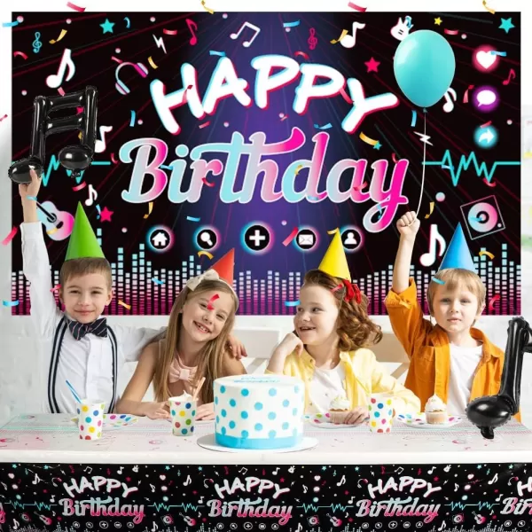 imageOurWarm 130 Pcs Tik Tok Birthday Party Decorations Music Happy Birthday Decorations Tiktok Party Theme Party Supplies Includes Happy Birthday Banner Balloons Arch Tablecloth for Birthday Decor