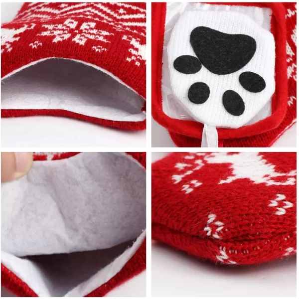 imageOurWarm 2Pcs Dog Christmas Stockings Red Knit Dog Stockings with Picture Frame Large Bone Shape Pet Stockings for Dogs Christmas Holiday Decoration