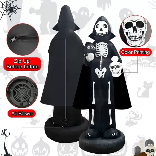 imageOurWarm 10FT Halloween Inflatables Outdoor Decorations Large Scary Skeleton Inflatable with Buildin LED Halloween Blow Up Yard Decor for Party Outdoor Yard Garden Lawn