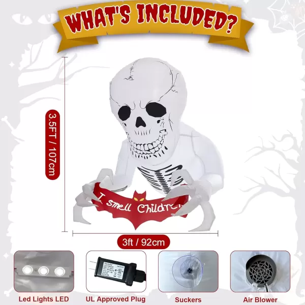 imageOurWarm 35FT Halloween Inflatables Outdoor Decorations Skull Halloween Blow Up Yard Decorations Broke Out from Window with LED Light Holiday Halloween Outdoor Indoor Garden Party Decor Outside