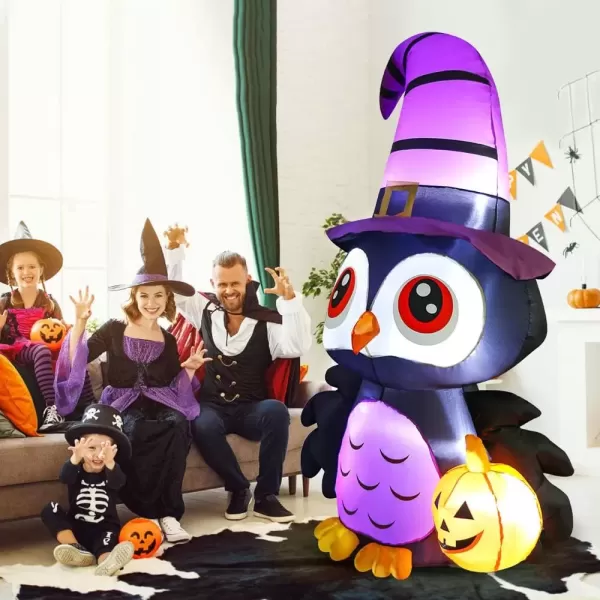imageOurWarm 6FT Halloween Inflatables Outdoor Decorations Owl Pumpkin Halloween Blow Up Yard Decorations with LED Lights Inflatable Halloween Decorations for Outdoor Garden Party Lawn Indoor Decor