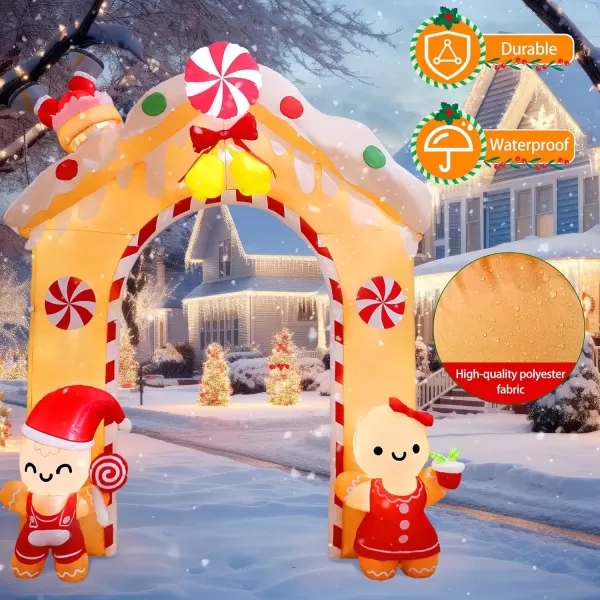 imageOurWarm 10FT Christmas Inflatables Gingerbread House Decorations Outdoor Christmas Decorations Builtin LED Gingerbread Christmas Decor for Blow Up Yard DecorationsInflatable Archway 10FT