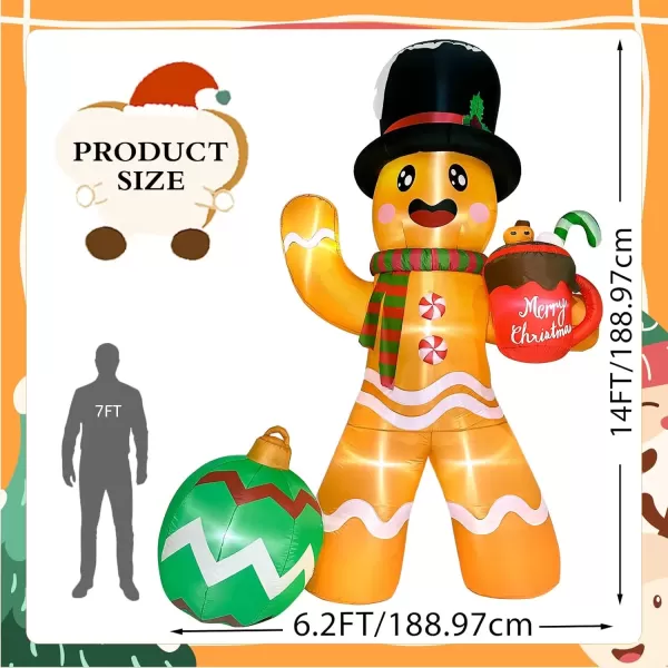 imageOurWarm 10FT Christmas Inflatables Gingerbread House Decorations Outdoor Christmas Decorations Builtin LED Gingerbread Christmas Decor for Blow Up Yard Decorations14FT Gingerbread Inflatable