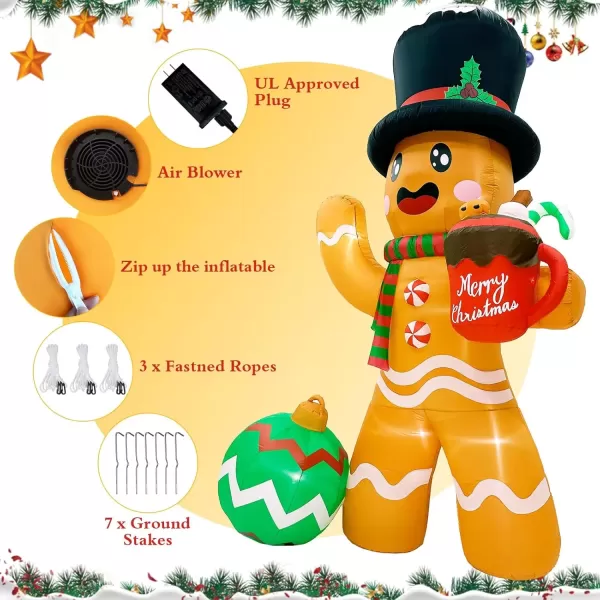 imageOurWarm 10FT Christmas Inflatables Gingerbread House Decorations Outdoor Christmas Decorations Builtin LED Gingerbread Christmas Decor for Blow Up Yard Decorations14FT Gingerbread Inflatable