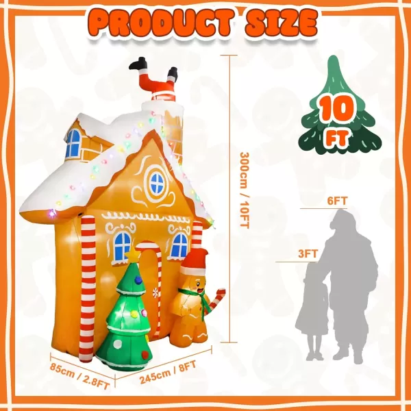 imageOurWarm 10FT Christmas Inflatables Gingerbread House Decorations Outdoor Christmas Decorations Builtin LED Gingerbread Christmas Decor for Blow Up Yard Decorations10FT Christmas Inflatable