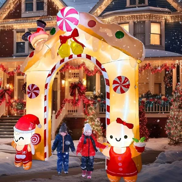 imageOurWarm 10FT Christmas Inflatables Gingerbread House Decorations Outdoor Christmas Decorations Builtin LED Gingerbread Christmas Decor for Blow Up Yard DecorationsInflatable Archway 10FT