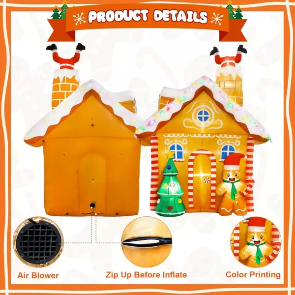 imageOurWarm 10FT Christmas Inflatables Gingerbread House Decorations Outdoor Christmas Decorations Builtin LED Gingerbread Christmas Decor for Blow Up Yard Decorations10FT Christmas Inflatable