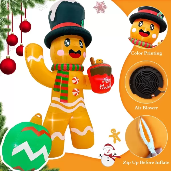 imageOurWarm 10FT Christmas Inflatables Gingerbread House Decorations Outdoor Christmas Decorations Builtin LED Gingerbread Christmas Decor for Blow Up Yard Decorations14FT Gingerbread Inflatable