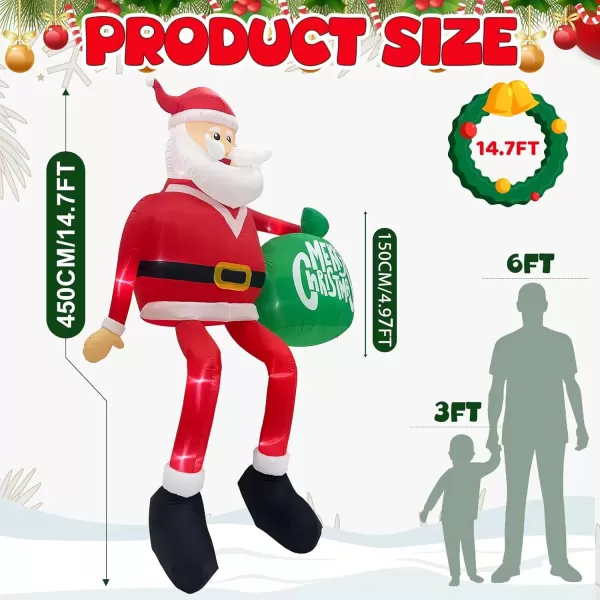 imageOurWarm 10FT Christmas Inflatables Gingerbread House Decorations Outdoor Christmas Decorations Builtin LED Gingerbread Christmas Decor for Blow Up Yard Decorations15 FT Santa Inflatable