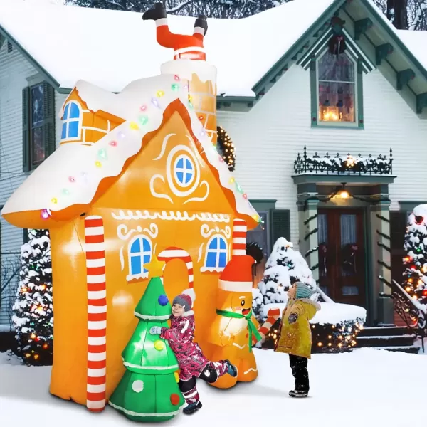 imageOurWarm 10FT Christmas Inflatables Gingerbread House Decorations Outdoor Christmas Decorations Builtin LED Gingerbread Christmas Decor for Blow Up Yard Decorations10FT Christmas Inflatable