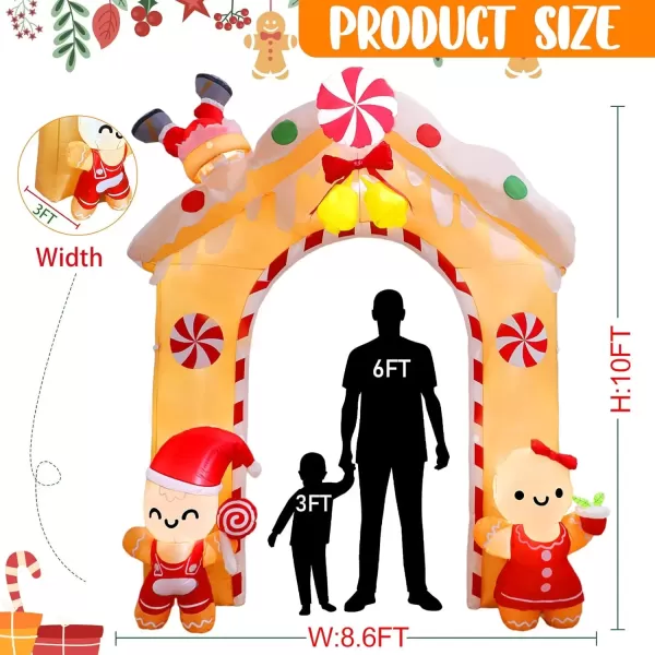 imageOurWarm 10FT Christmas Inflatables Gingerbread House Decorations Outdoor Christmas Decorations Builtin LED Gingerbread Christmas Decor for Blow Up Yard DecorationsInflatable Archway 10FT