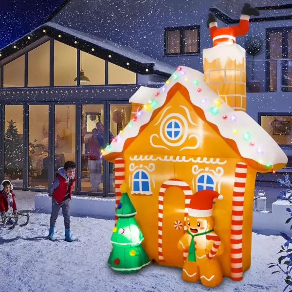 imageOurWarm 10FT Christmas Inflatables Gingerbread House Decorations Outdoor Christmas Decorations Builtin LED Gingerbread Christmas Decor for Blow Up Yard Decorations10FT Christmas Inflatable
