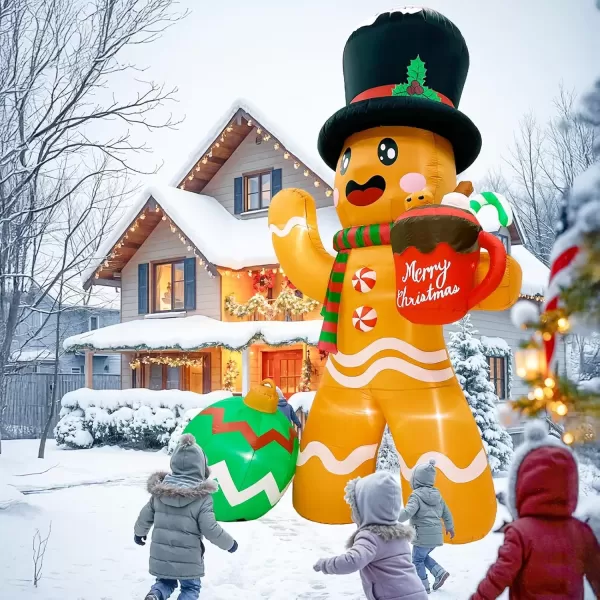 imageOurWarm 10FT Christmas Inflatables Gingerbread House Decorations Outdoor Christmas Decorations Builtin LED Gingerbread Christmas Decor for Blow Up Yard Decorations14FT Gingerbread Inflatable