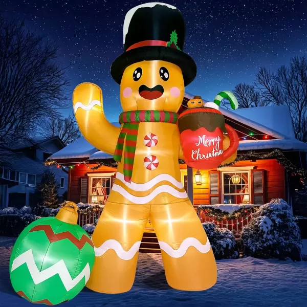 imageOurWarm 10FT Christmas Inflatables Gingerbread House Decorations Outdoor Christmas Decorations Builtin LED Gingerbread Christmas Decor for Blow Up Yard Decorations14FT Gingerbread Inflatable