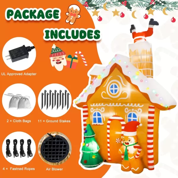 imageOurWarm 10FT Christmas Inflatables Gingerbread House Decorations Outdoor Christmas Decorations Builtin LED Gingerbread Christmas Decor for Blow Up Yard Decorations10FT Christmas Inflatable
