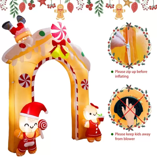 imageOurWarm 10FT Christmas Inflatables Gingerbread House Decorations Outdoor Christmas Decorations Builtin LED Gingerbread Christmas Decor for Blow Up Yard DecorationsInflatable Archway 10FT