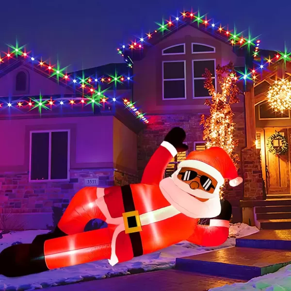 imageOurWarm 10FT Christmas Inflatables Outdoor Decorations Giant Christmas Inflatable Black Santa Christmas Outdoor Inflatables Christmas Blow Up Yard Decorations for Xmas Outside Lawn Yard Garden10FT Black Santa