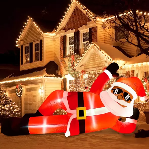 imageOurWarm 10FT Christmas Inflatables Outdoor Decorations Giant Christmas Inflatable Black Santa Christmas Outdoor Inflatables Christmas Blow Up Yard Decorations for Xmas Outside Lawn Yard Garden10FT Black Santa