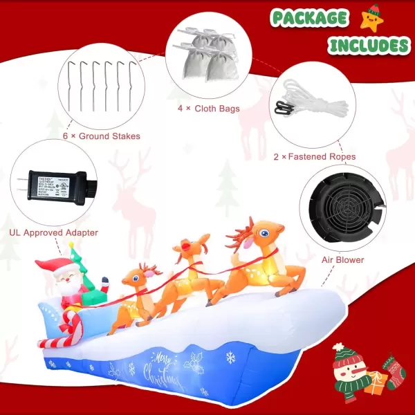 imageOurWarm 10FT Christmas Inflatables Outdoor Outdoor Decorations Santa Sleigh with Reindeer Christmas Blow Up Yard Decorations with LED Lights Xmas Inflatable for Outdoor Lawn Yard Holiday Decor