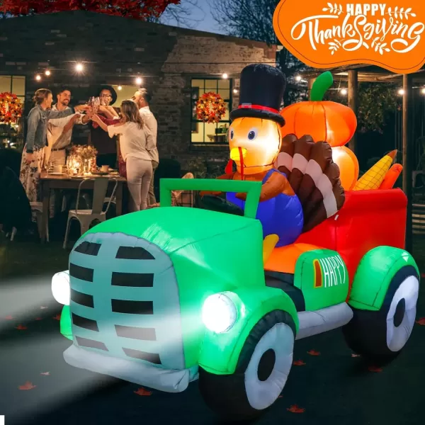 imageOurWarm 10FT Thanksgiving Inflatables Turkey and Squirrels Turkey Blow Up Inflatable with Pumpkin Decor and Happy Thanksgiving Banner Builtin LED Lights ampamp Blower for Yard Fall Outdoor DecorationsTurkey Car